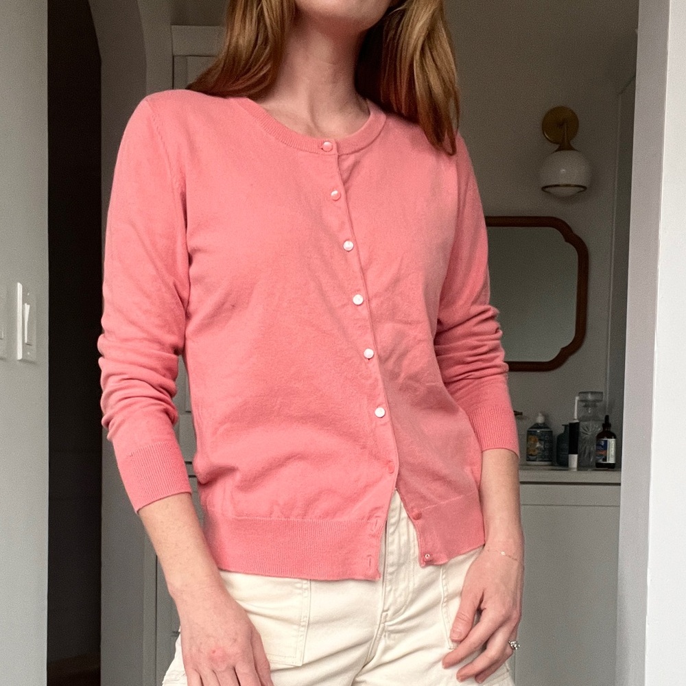 Talbots salmon pink light petite cardigan